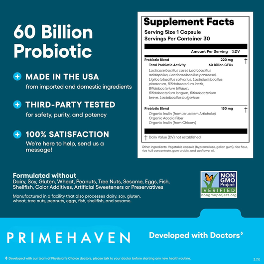 60 Billion Probiotic - Supports Constipation, Diarrhea, Gas & Bloating