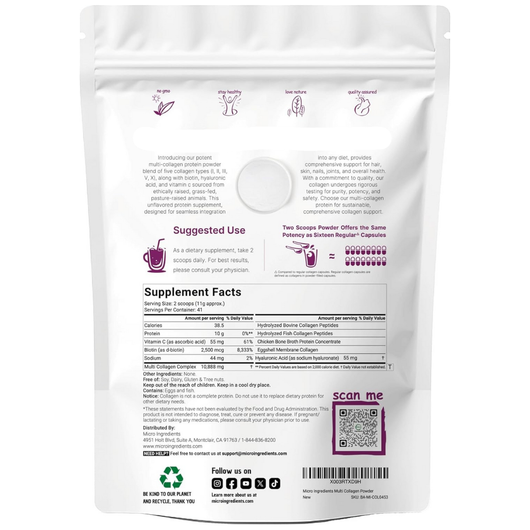 Multi Collagen Peptides Powder - Anti-Aging, Joints & Skin Health